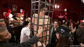 Big Breasted Stepmoms cattle prodded in public