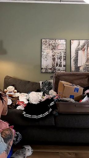 Wonderfully Beautiful Hot Redhead Girl Does an Unboxing with a Try on Haul for Nightie, Skirt and Over Knee Socks with Lingerie