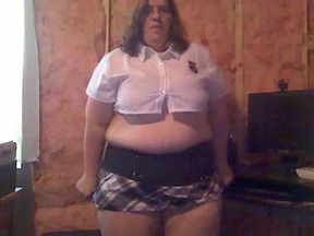 My obese BBW bitch fucks her puffy snatch with dildo for me