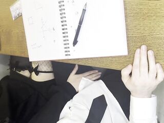 Rock classmate blows me during lesson and entreats to bang her in throne room
