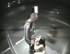 Very quick dirty sex in the elevater caught on security cam