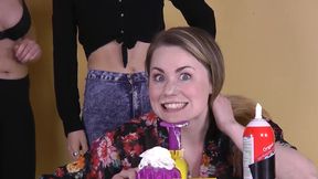 A tantalizing Strip Facial game where girls take turns with a knob