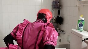 New brush: sissy maid cleans toilet