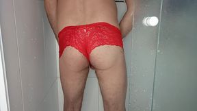 In Red Panties in the Shower