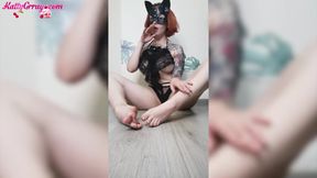 Sexy babe sensual masturbate pussy and played with milk - food fetish