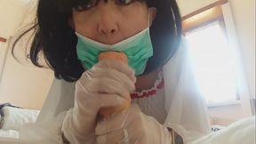 a really professional nurse helps you with the sperm test