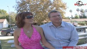 Brunette Milf with big tits pick up at the street for a fuck