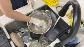 Dish Washing in Sanah Latex Exam Gloves Aerial View