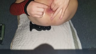 Skinny boy stretching his hole with butt plug gaping goodness