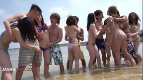 Outdoor Adventure: Horny Asian Beauties Giving Blowjob & Getting Creampied