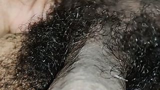 Touching hairy dick at night