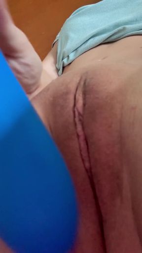 Lila Hotwife's Close-up Clit Tease: I Rub My Smooth Pussy with My Blue Vibrator Till I Cum!