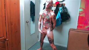 Fully Tatted Man Dildo Fucked