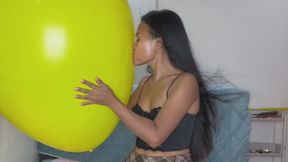Sexy Camylle Kisses Rides Licks And Plays With Huge Yellow Balloon Non Pop