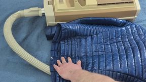 Vacuuming Girlfriend's Shiny Guess Down Jacket