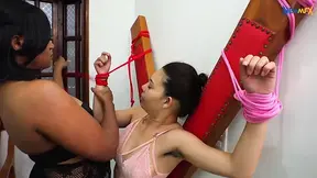 Intimidating black wife trains blonde girlfriend in pony play