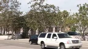 Two hot lesbo babes go wild in a backyard threesome