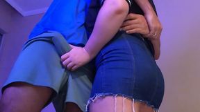 BIG COCK MASTURBATED, DRY FUCK, PERFECT ASS and denim shorts, FITNESS GIRL DRYHUMPING - FREE WV