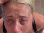 Sloppy face fuck with pee drinking 👅 (OnlyFans @blondie_dread for FULL video)
