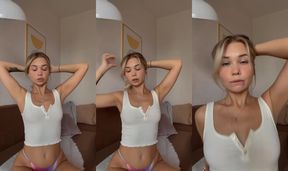Big tits heave as she leans back slow