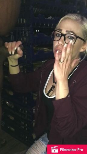 White wife gives Interracial blowjob to small black cock