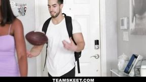 Juicy Teens Screwed Silently by Rowdy Football Jocks to the Brim, Overflowing with Spunk.