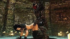 Muscular demon fucks the ass of a skyrim witch babe with his black cock