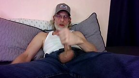 Jerkindad14 dad's jeans bate session with asshole exposure and cum-shot