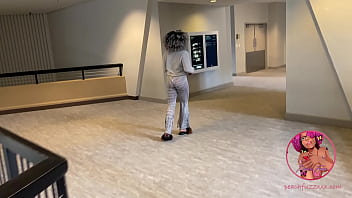Sensual elevator ride with pierced nipples