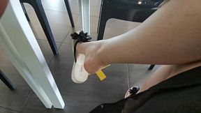 Hot feet in busy crowd
