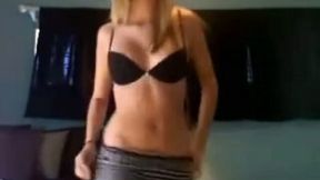 Amateur blonde college girl strips in front of a webcam