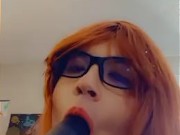 BBW TS swallowing bad dragon toy