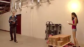 Stepdad creams her pretty lips after a hot fuck in his office