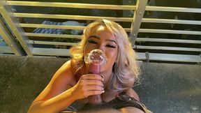 petite asian luna luxe gets throated & snorts cum