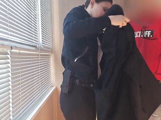 This doxy from the airport security was screwing around a lot, so I banged her in throat and snatch, coarse and hardcore