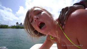 2 sluts share huge uncut bbc on miami beach yacht