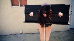 Public Pillory Wedgies & Caning Discipline (Naked)