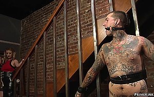 Busty femdom pegging alt man slave