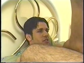 Hairy guys enjoying savage sucking and raw meat fucking threesome in bedroom