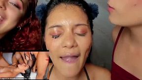 Latina lesbian spitting. PIP positive.
