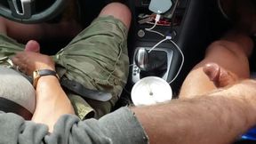 Bear Jerks and Cums in Moving Car