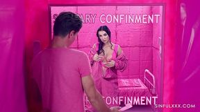 Crazy babe sucks all the sexual power out of a guy in solitary confinement
