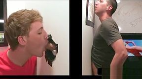 Gay eating straight dick on gloryhole