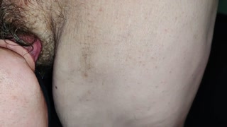 Saggy tits hairy pussy blowjob facesitting and creampie