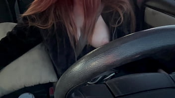 Italian Big Tits Artemisia Love Hot Solo car ride flashing her big juicy boobs long hair fetish