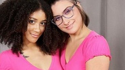 Angeline Red And Arianna Aimes In Interracial Lesbian Party