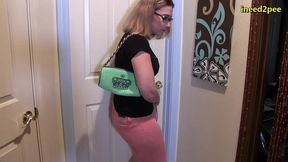 red august pee desperation and wetting herself