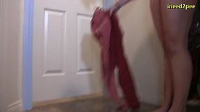 red august pee desperation and wetting herself