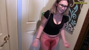 red august pee desperation and wetting herself