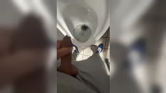 Bear picks up stranger in public toilet for bareback anal
